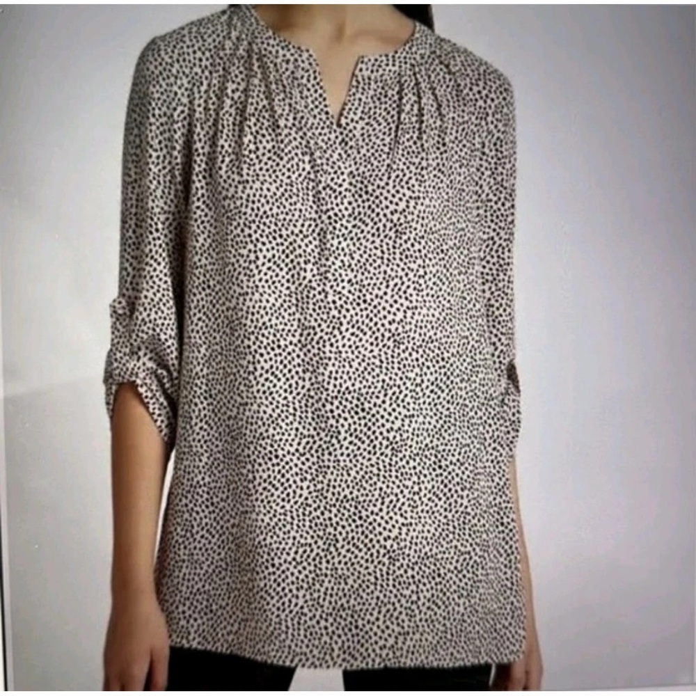 41 Hawthorn Cream and Black Printed Long Sleeve Blouse